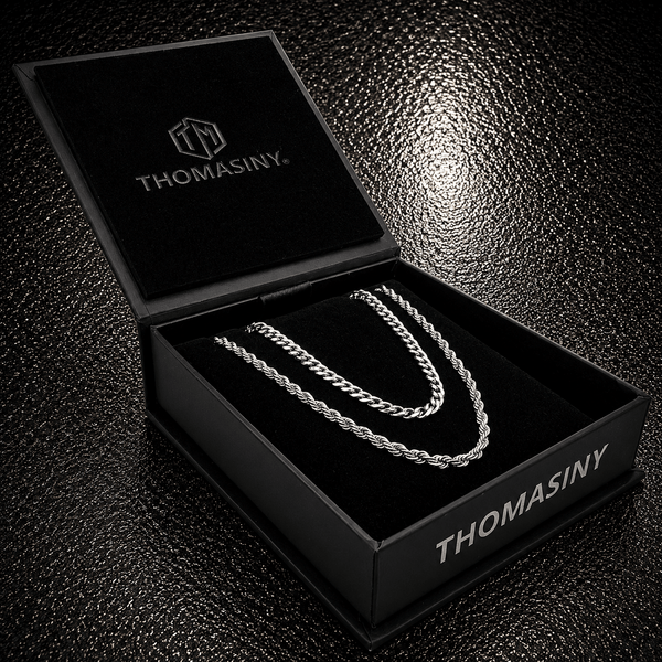 Cubaanse & Touwketting Cadeauset (zilver) - THOMASINY®