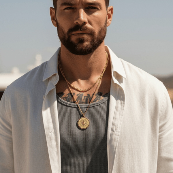 GOUDEN KOMPAS – INCLUSIEF LUXE CUBAN KETTING (55 CM) - THOMASINY®