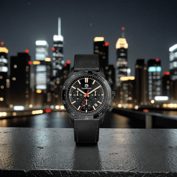 THOMASINY® CHRONOGRAAF MIDNIGHTBLACK Leder - THOMASINY®
