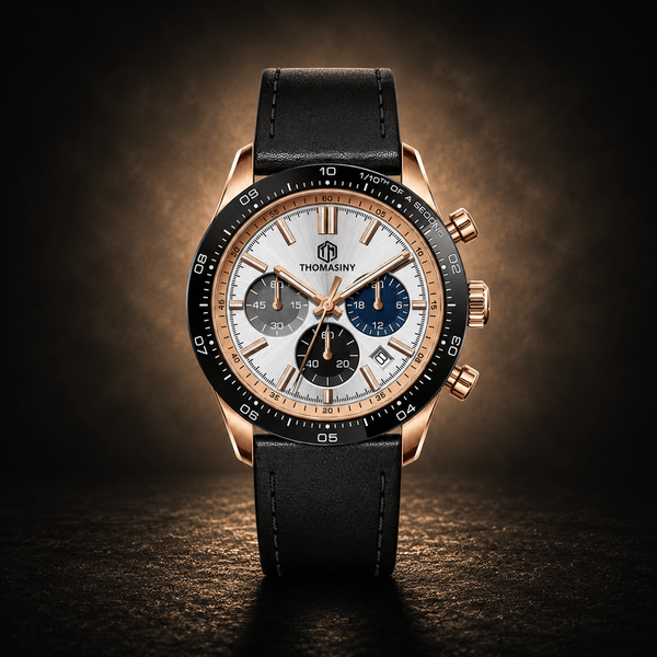Thomasiny Rosé Black Chrono Leather - THOMASINY®