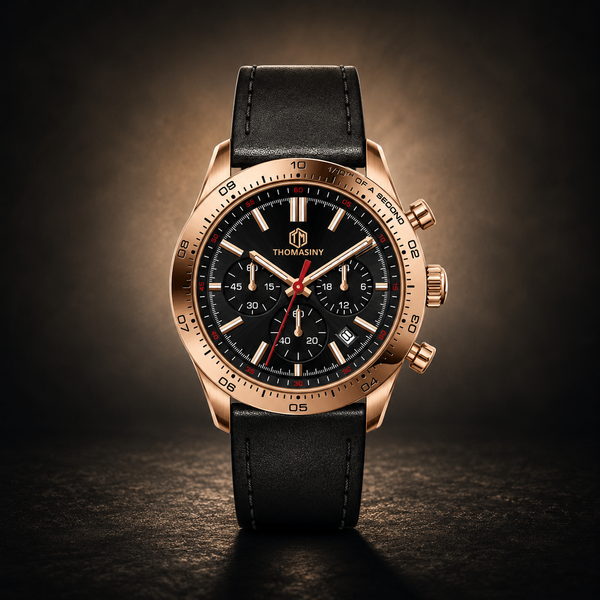 Thomasiny Black Rosé Chrono Leather