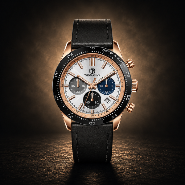 Thomasiny Rosé Black Chrono Leather