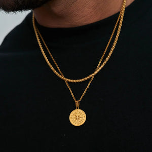 Compass (hanger+ketting 55cm ) / Figaro ketting 3mm (50cm)