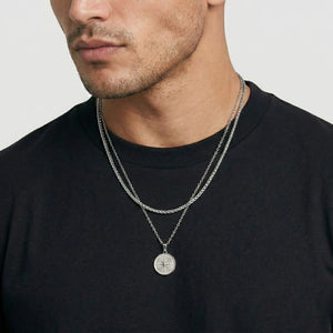 Compass + ketting (55cm) / Cuban ketting 4mm (55cm)