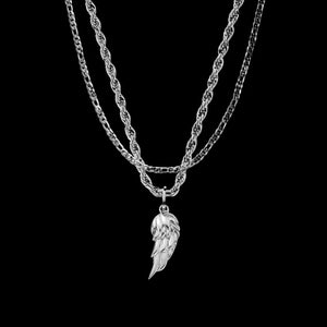 Vleugel + ketting (55cm) / Cuban ketting 4mm (50cm)