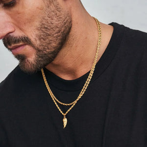 Vleugel (hanger+ketting 55cm ) / Cuban  ketting 4mm (50cm)