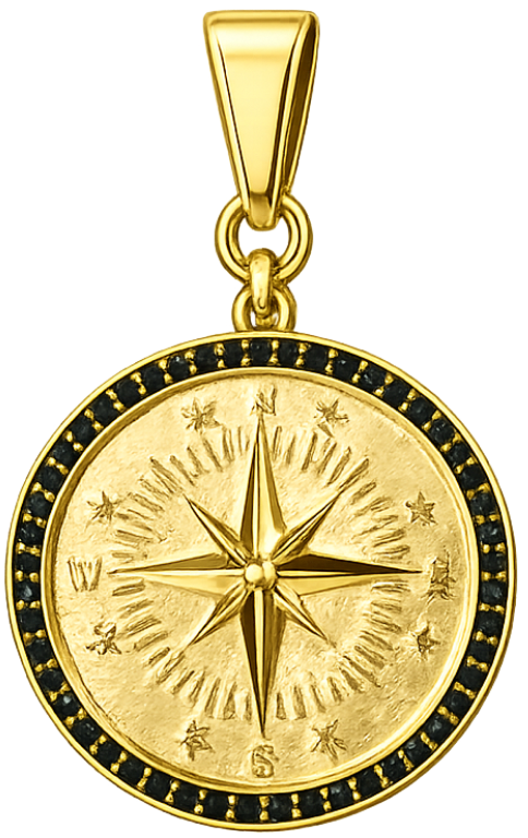 GOUDEN KOMPAS – INCLUSIEF LUXE CUBAN KETTING (55 CM)