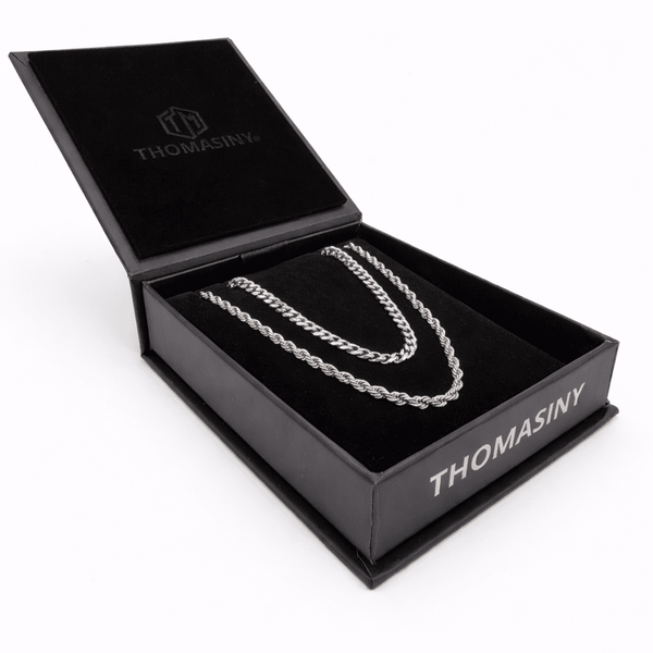Cubaanse & Touwketting Cadeauset (zilver) - THOMASINY®