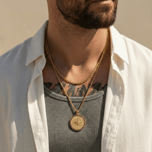 GOUDEN KOMPAS – INCLUSIEF LUXE CUBAN KETTING (55 CM) - THOMASINY®