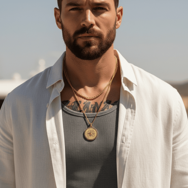 GOUDEN KOMPAS – INCLUSIEF LUXE CUBAN KETTING (55 CM) - THOMASINY®