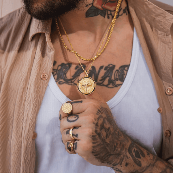 GOUDEN KOMPAS – INCLUSIEF LUXE CUBAN KETTING (55 CM) - THOMASINY®