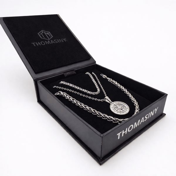 Kompas Cadeauset (zilver) - THOMASINY®