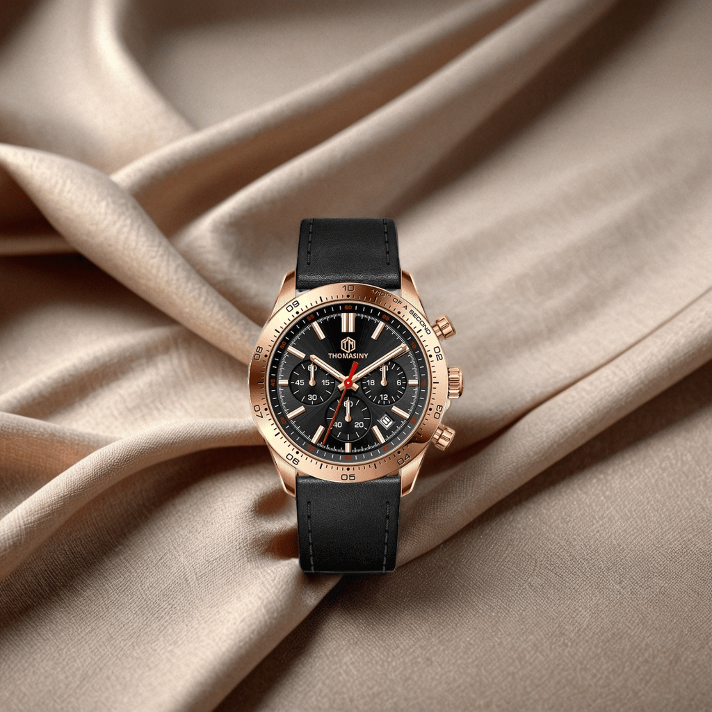 THOMASINY® CHRONOGRAAF BLACKROSÈ LEDER - THOMASINY®