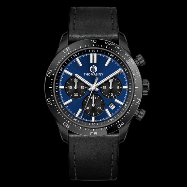 THOMASINY® CHRONOGRAAF DEEPSEABLUE LEDER - THOMASINY®