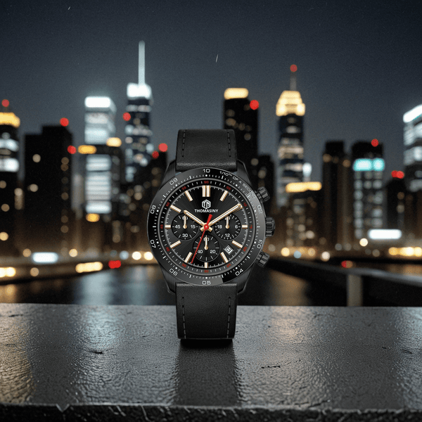 THOMASINY® CHRONOGRAAF MIDNIGHTBLACK Leder - THOMASINY®