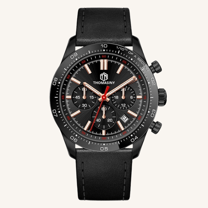 THOMASINY® CHRONOGRAAF MIDNIGHTBLACK Leder - THOMASINY®