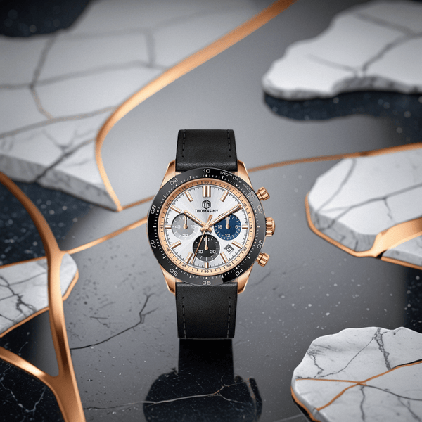 THOMASINY® CHRONOGRAAF ROSEGOLDBLACK Leder - THOMASINY®