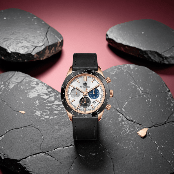 THOMASINY® CHRONOGRAAF ROSEGOLDBLACK Leder - THOMASINY®