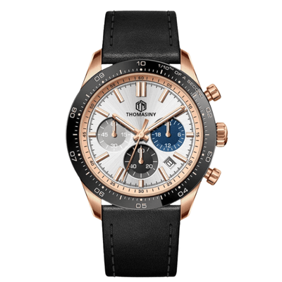 THOMASINY® CHRONOGRAAF ROSEGOLDBLACK Leder - THOMASINY®