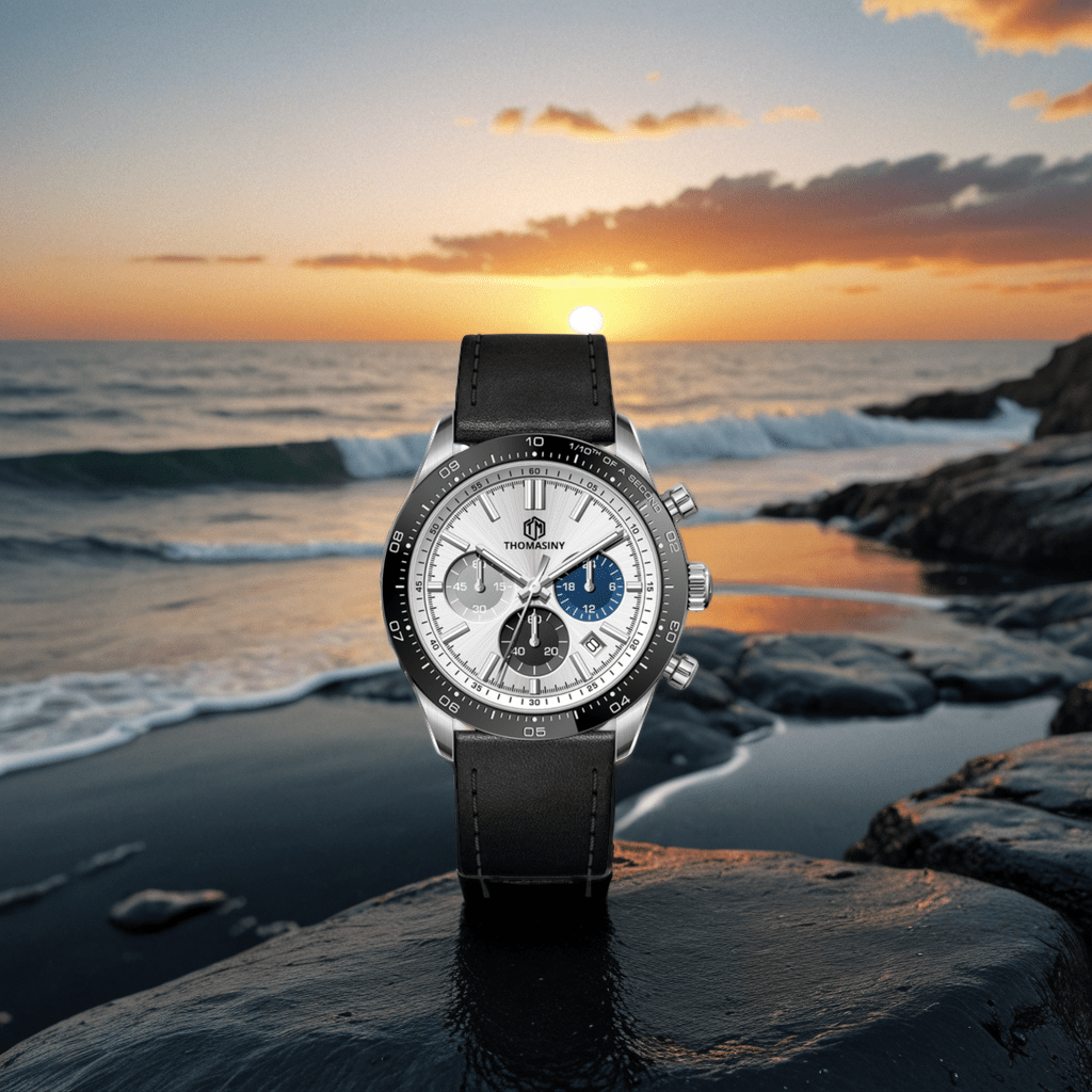 THOMASINY® CHRONOGRAAF SILVER TRICOLORE Leder - THOMASINY®