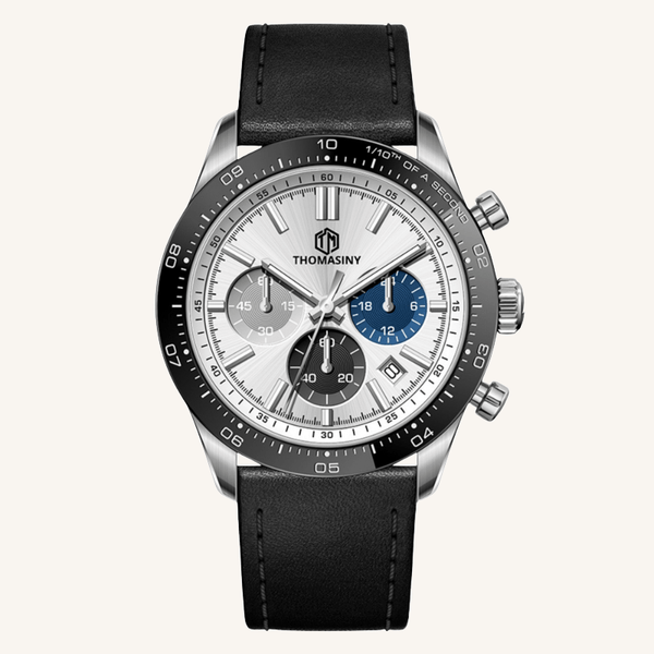 THOMASINY® CHRONOGRAAF SILVER TRICOLORE Leder - THOMASINY®