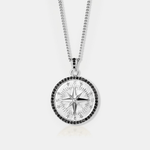 Royal Kompas zilver + 55cm cuban ketting