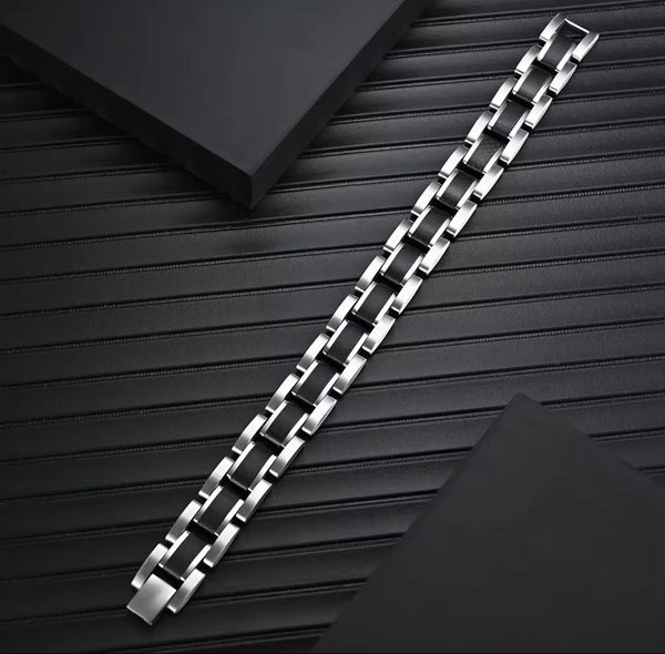 Thomasiny Voltline Heren Armband Mat Zilver Zwart RVS - THOMASINY®