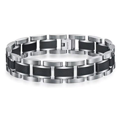Thomasiny Voltline Heren Armband Mat Zilver Zwart RVS - THOMASINY®