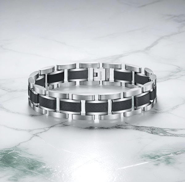 Thomasiny Voltline Heren Armband Mat Zilver Zwart RVS - THOMASINY®