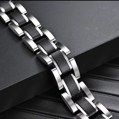 Thomasiny Voltline Heren Armband Mat Zilver Zwart RVS - THOMASINY®