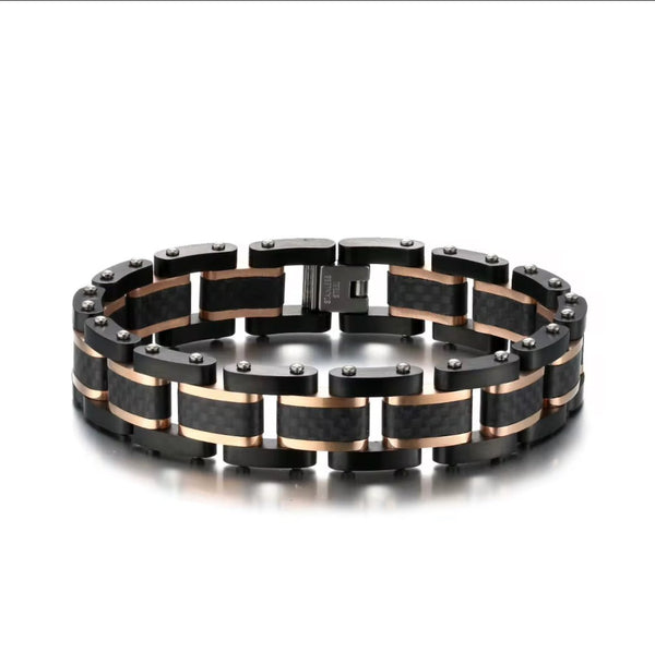 Thomasiny Voltline Heren Armband Roségoud Zwart RVS - THOMASINY®