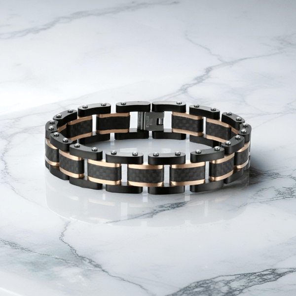 Thomasiny Voltline Heren Armband Roségoud Zwart RVS - THOMASINY®