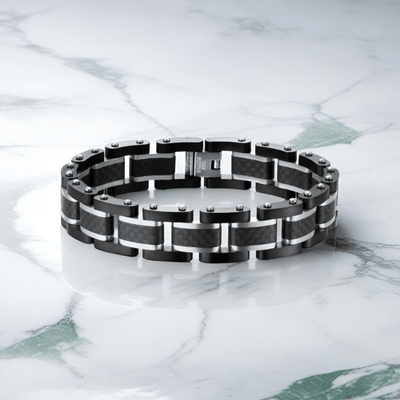 Thomasiny Voltline Heren Armband Zilver Zwart RVS - THOMASINY®